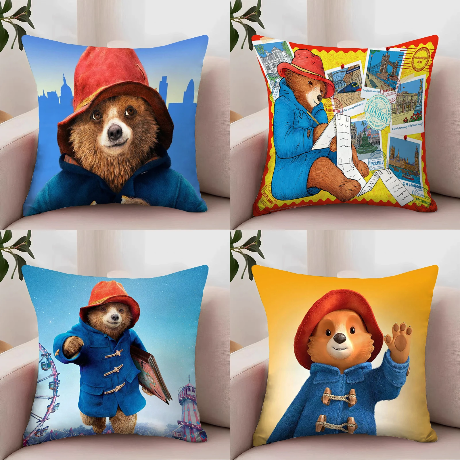 

Cute Bear Paddington in British Style Cover for Pillow Cases 45x45 Cushions Cover Decorative Pillowcases Cushion Covers 45*45