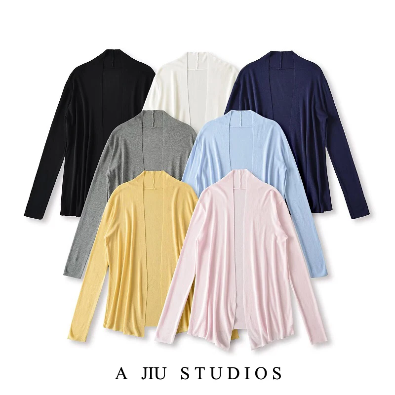 

Ladies' Slimming Linen Knitted Long Sve Open Cardigan Loose Sle Early Autumn Versatile Sun Protection awl Outerwear Top