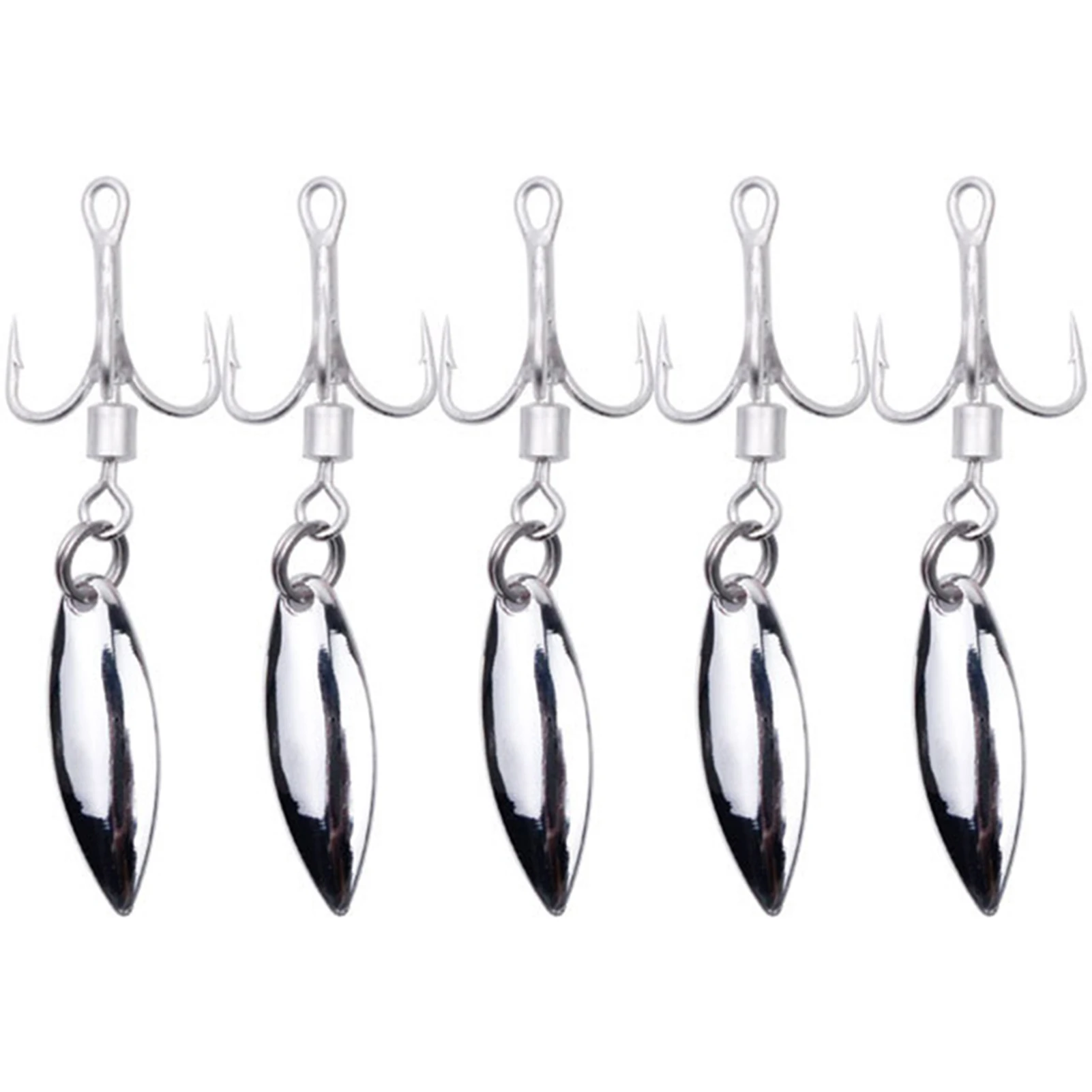 Pack Of 5 Fishing Treble Hooks With Spinner Blade Tail Spinner For Lures Baits Saltwater Fishing