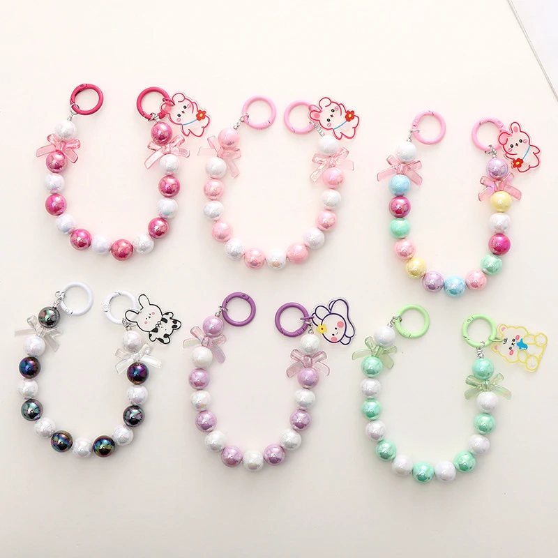 Colorful Mermaid Gradient Beaded Mobile Phone Chain Anti-Lost Phone Lanyard Keychain Bag Hand Chain Earphone Camera Chain