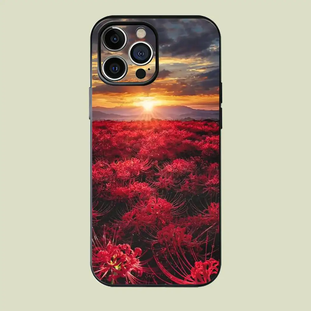 

Red Spider Lily Silicone Soft Phone Case For iPhone 17 16 15 14 13 12 Pro Max Cover