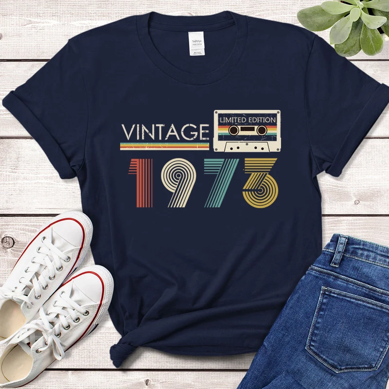 Vintage Made In 1973 Limited Edition Tape Case Funny Women T Shirt  51st 51 Years Old Birthday Fashion Tshirt Wife Mother Gift