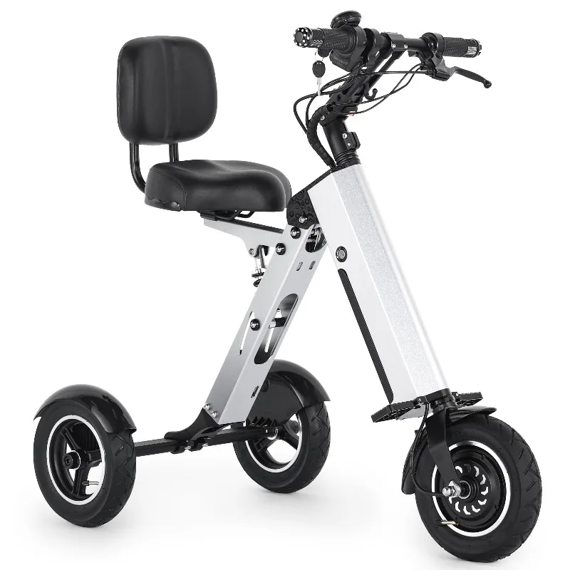 Tricycle Electric 3-Wheel Mobile Scooter Folding with Adult Back Seat, Lightweight with Removable Battery