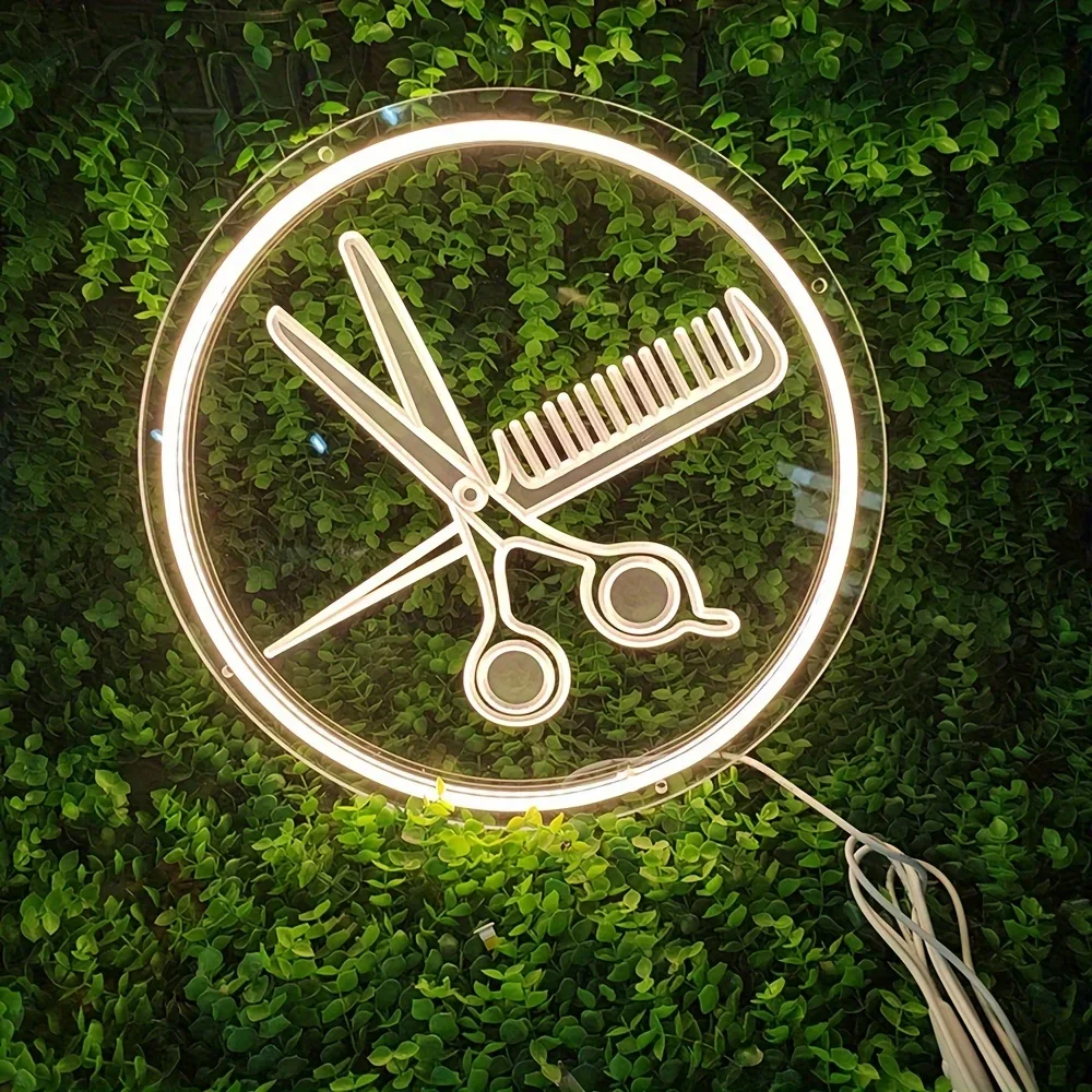 Hair Salon Neon Lamp, Wall Decoration Sign Beauty Salon Decoration, Barber Shop Neon Lamp, LED Wall Barber Lamp, USB Powered