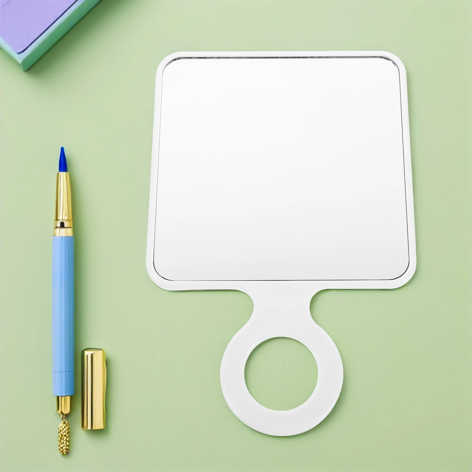 

Handheld Portable Small Round White Mirror Compact Mirror Makeup Travel Classroom Camping Daily DIY Crafts Compact Purse Mirrors