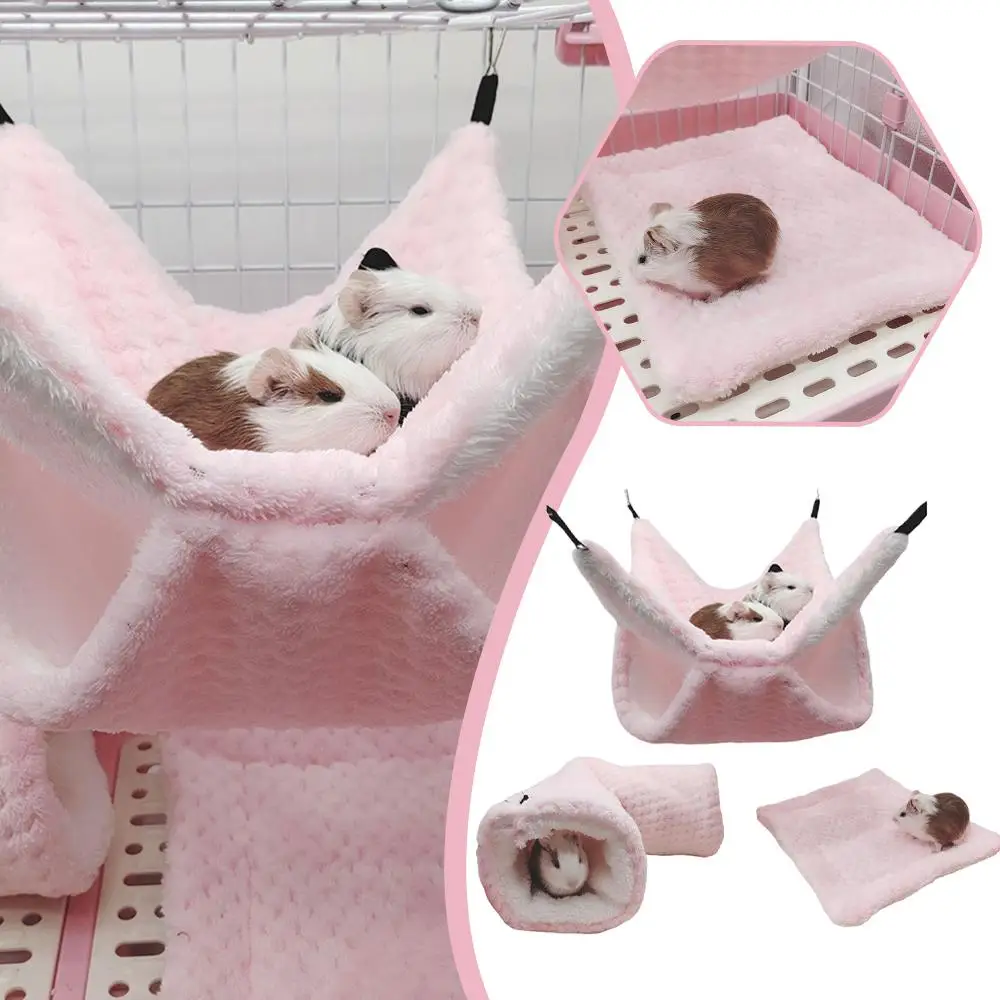 عش الهامستر الشتاء سرير البيت سقيفة معلقة أرجوحة قفص نفق أفخم مخبأ للهامستر خنازير غينيا السكر الحيوانات الأليفة الصغيرة C8q1 #6