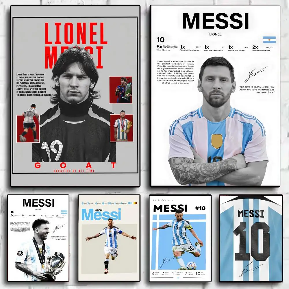 Legendary Footballer M-Messi Painting Calligraphy Canvas HD Poster Waterproof Fade Resistant Wall Art Print for Home Decor