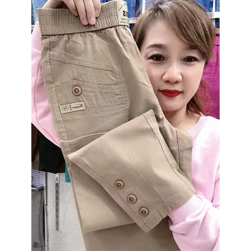 2023 Spring Summer Women Thin Cotton Linen Casual Pants  New Ladies Loose Slim Harem Trousers Straight Nine Pants Tide Female