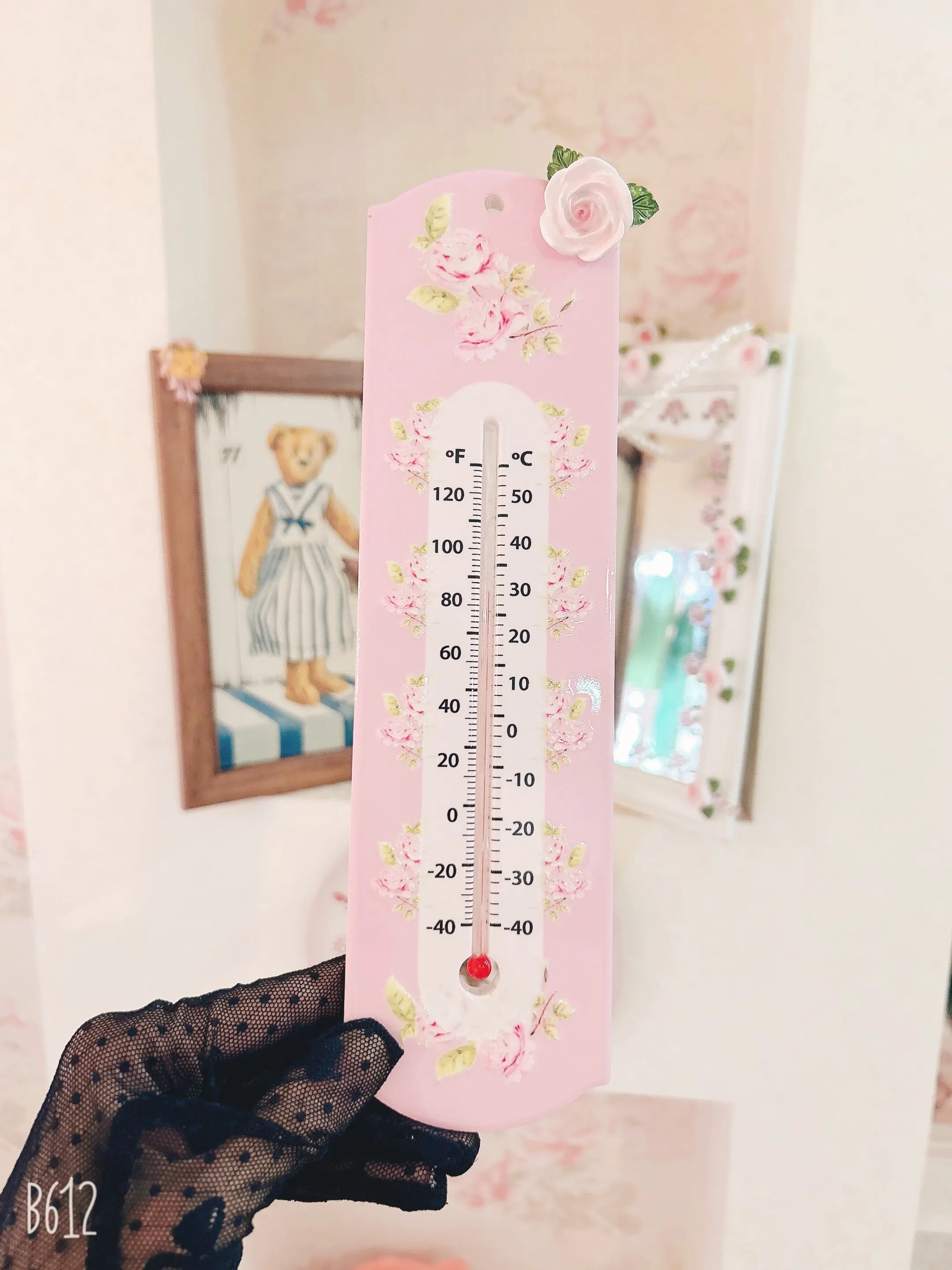 Beautiful Rose Flower Wall Ceramics Decoration Pendant Can Display Temperature Warm Home  Friends Gift Decorative Ornaments view 6