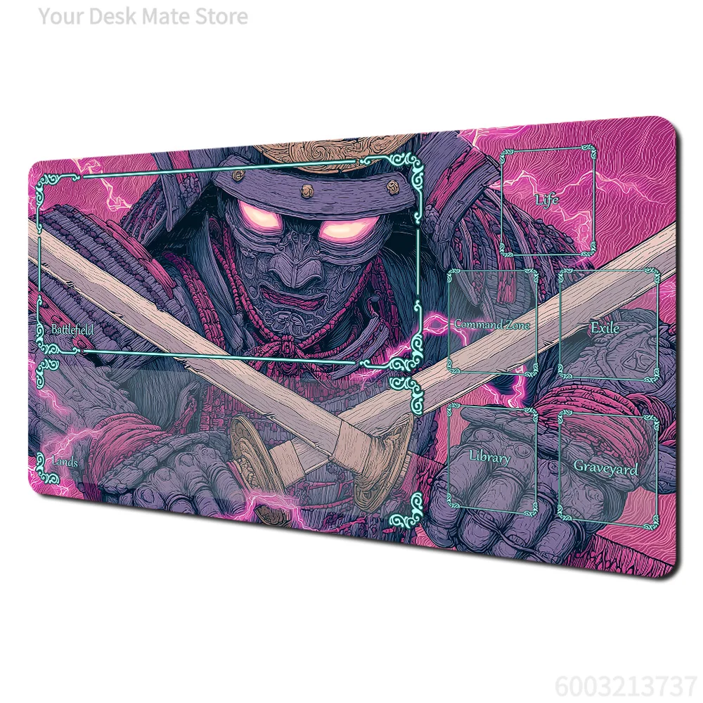 Tapete de juego MTG con diseño de samurái japonés estilo Ukiyo-e, tapete de batalla para cartas mágicas, antideslizante, con borde cosido, tapete mágico para mesa de juego MTG