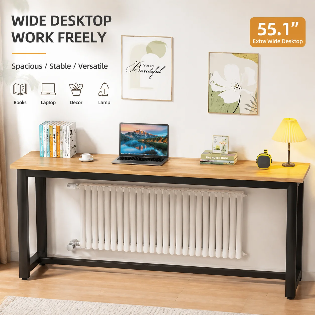Thickened Living Room Sofa Table for Radiator Top – Sturdy Multi-Functional Storage Shelf & Bedside Table