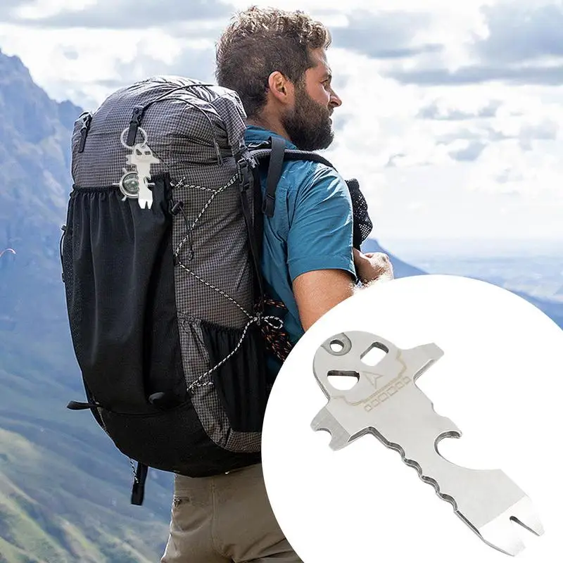 Outdoor Multifunctional Tool Stainless Steel Camping Skull Tool Bottle Opener Lightweight Screwdriver Portable Wrench