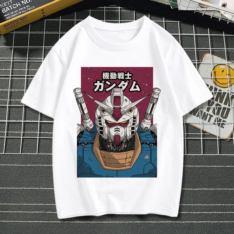 Mobile Suit Gundam Anime T-Shirt for Men Women Kids, Classic Robot Graphic Casual Cotton Short Sleeve Streetwear Top
