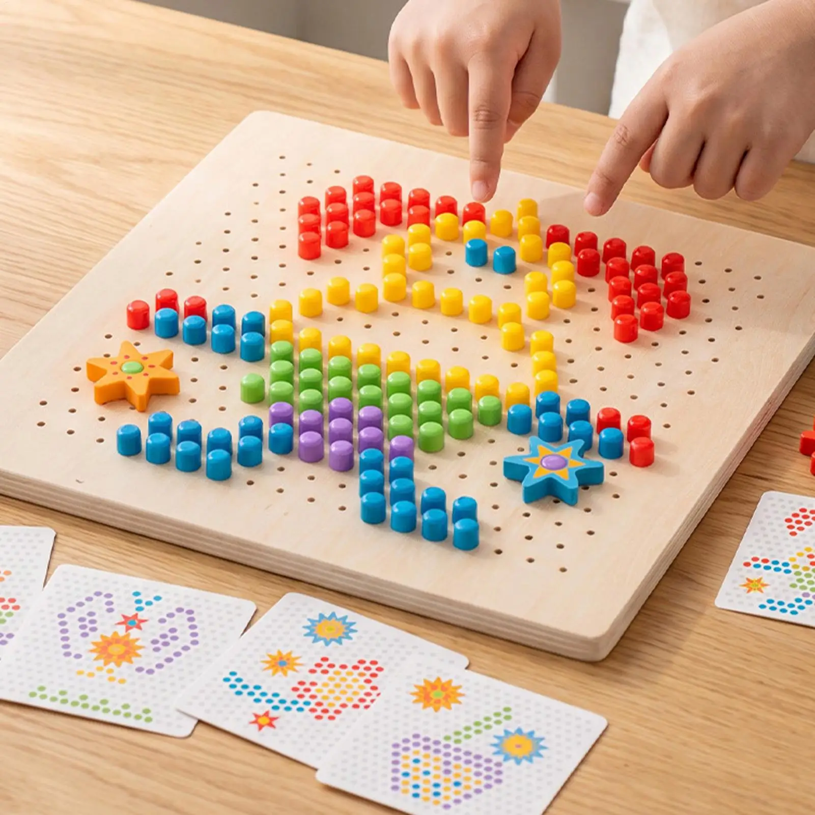 Wood Peg Puzzle Set Early Childhood Shape Matching Blocks Educational Puzzles for Kids Girls Boys Home Preschool Birthday