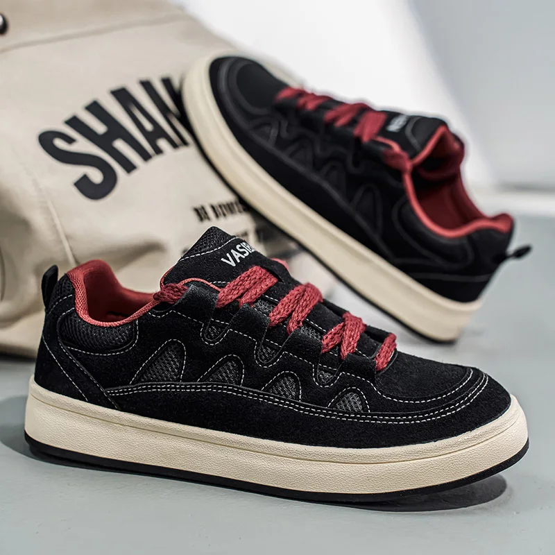 

Mens Board Shoes 2025 Autumn New Fashion Flat Anti Slip Anti-friction Student Walking Shoes Trendy Sneakers for Men