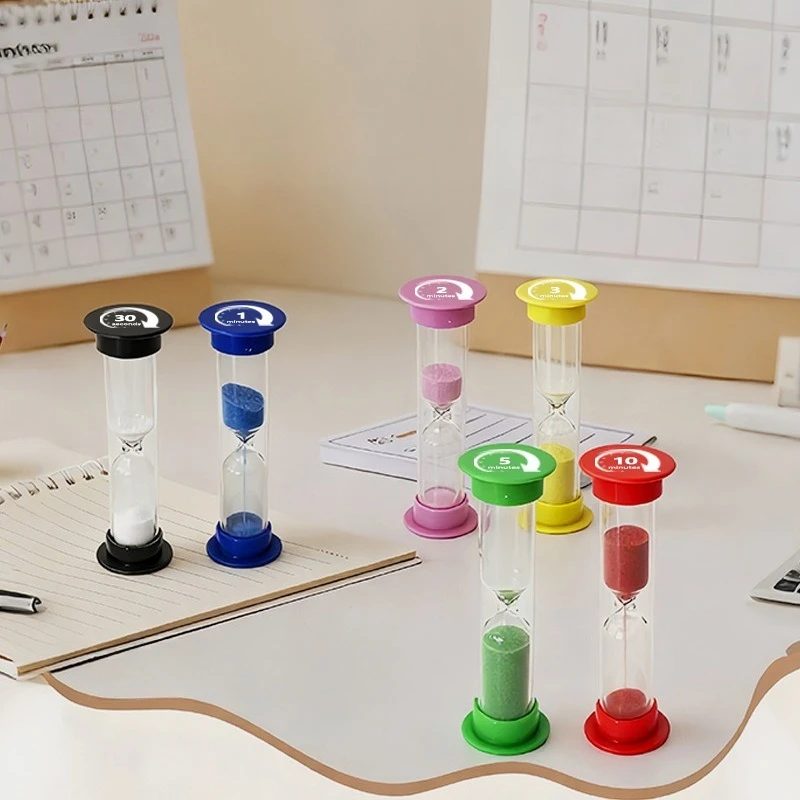 Hourglass Timer Time Manager Small Round Lid Plastic Tabletop Ornament