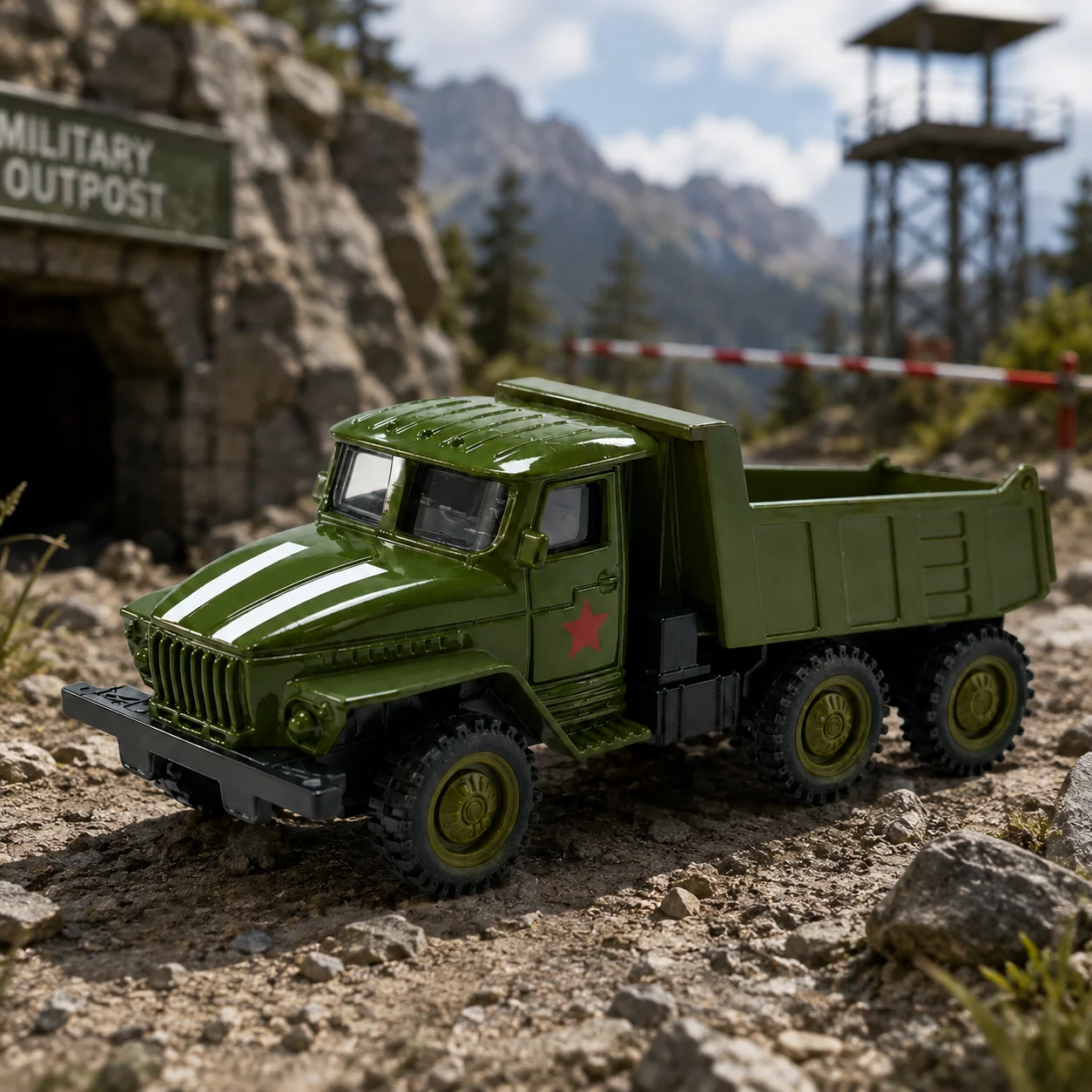 (Corrugated Box) 6-Wheel Offroad Military Truck Style Toy Car, Powerful Spring, Metal Casting, Boy's Toy, the Best Gift.