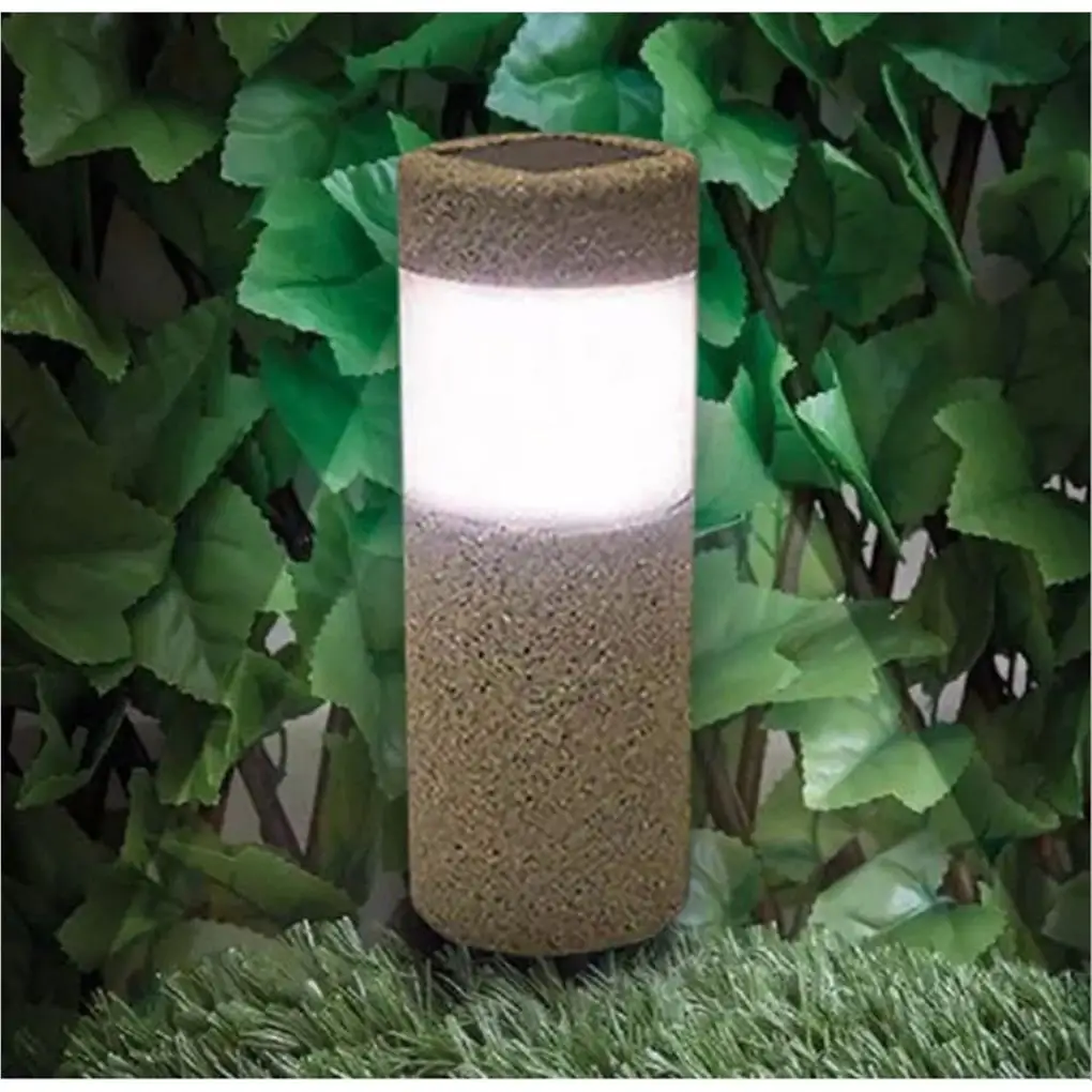 Imagem -02 - Solar Power Stone Pillar White Led Light Jardim Gramado Pátio Decoração Lâmpada Paisagem Caminho ao ar Livre