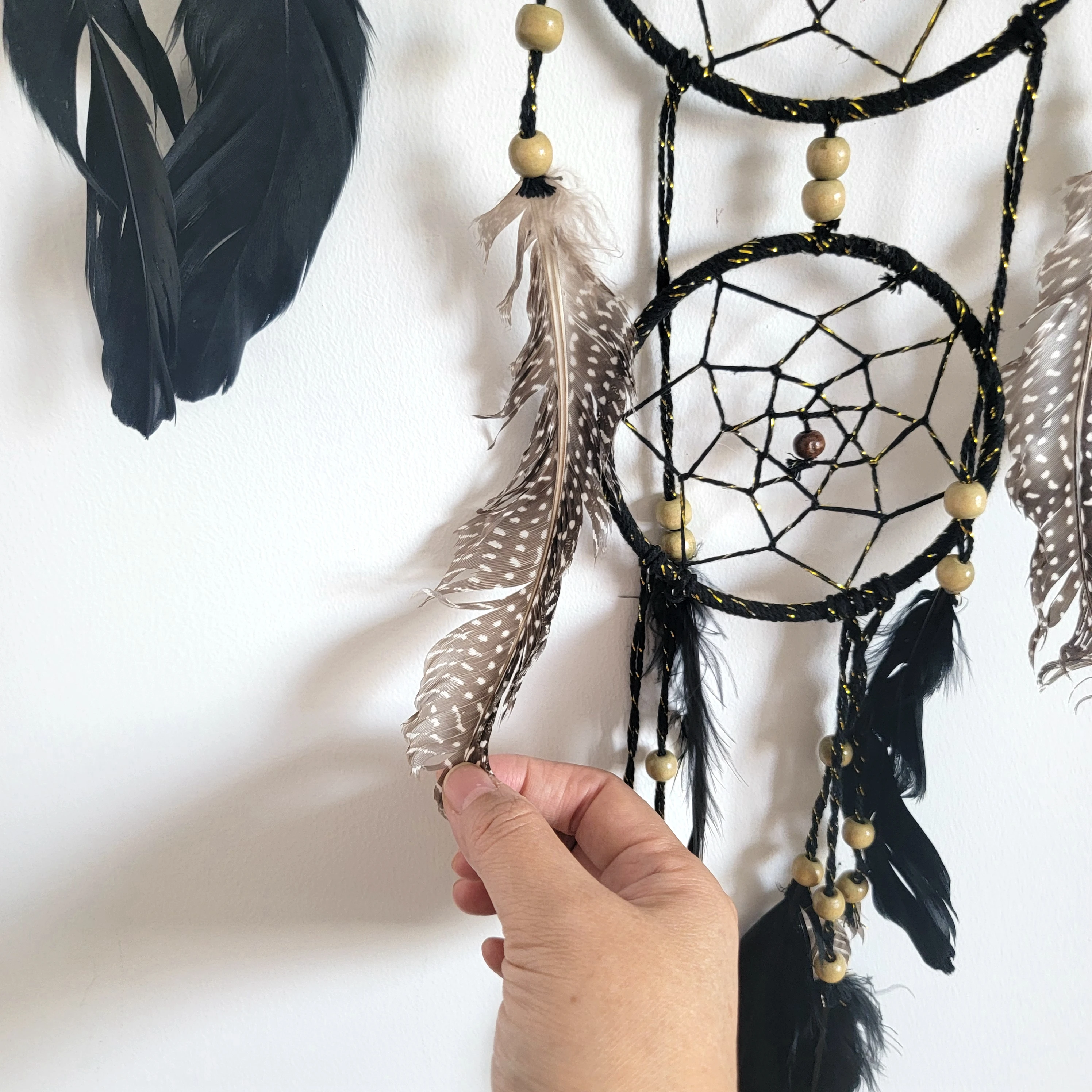 Dreamcatcher Home Decoration Black Color Native American Style Dream Catcher Wall Hanging Artwork for Bedroom Living Room