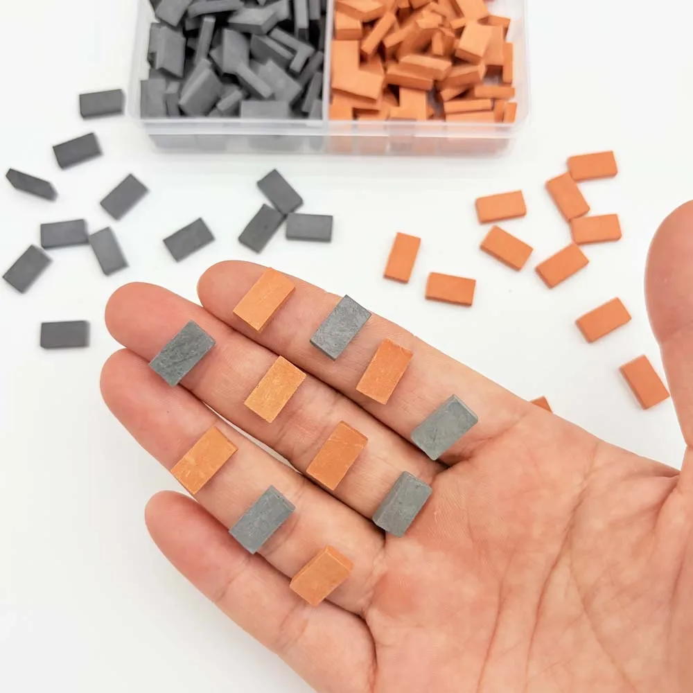 1Box 300Pieces 1:35 Scale Mini Bricks gray orange For Landscaping Miniature Bricks Brick Wall Small Bricks For Dollhouse Garden