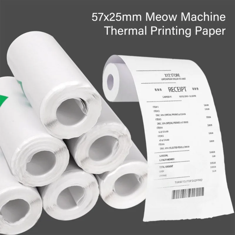 Self Adhesive Thermal Paper, 57 x 25 mm Mini Printer Paper Sticker Rolls Thermal Receipt Paper Rolls for Pocket Thermal Printer