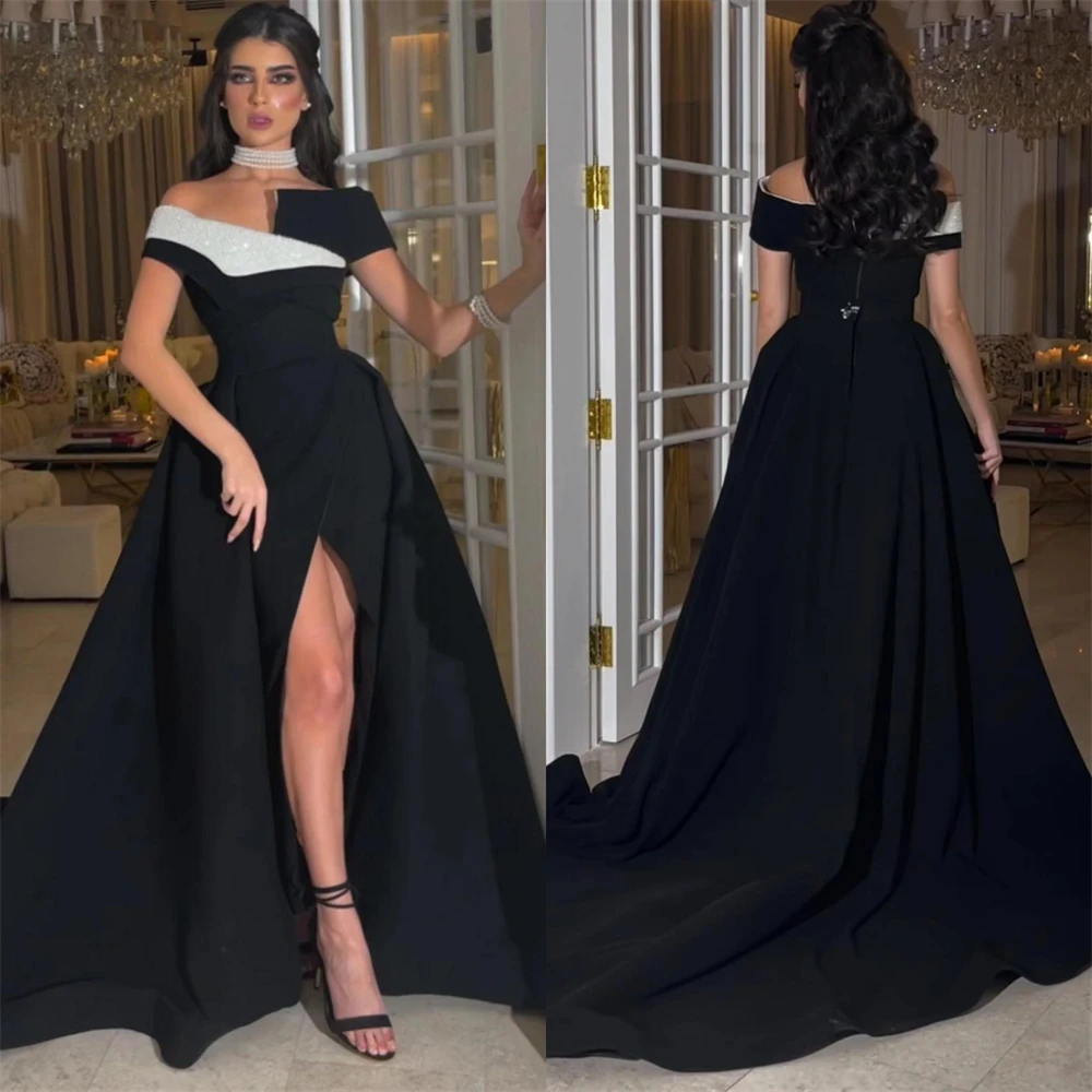 Customized Jiayigong  Fashion Off-the-shoulder Sheath Cocktail Sequin Draped S Occasion Evening Gown  birthday dress for women