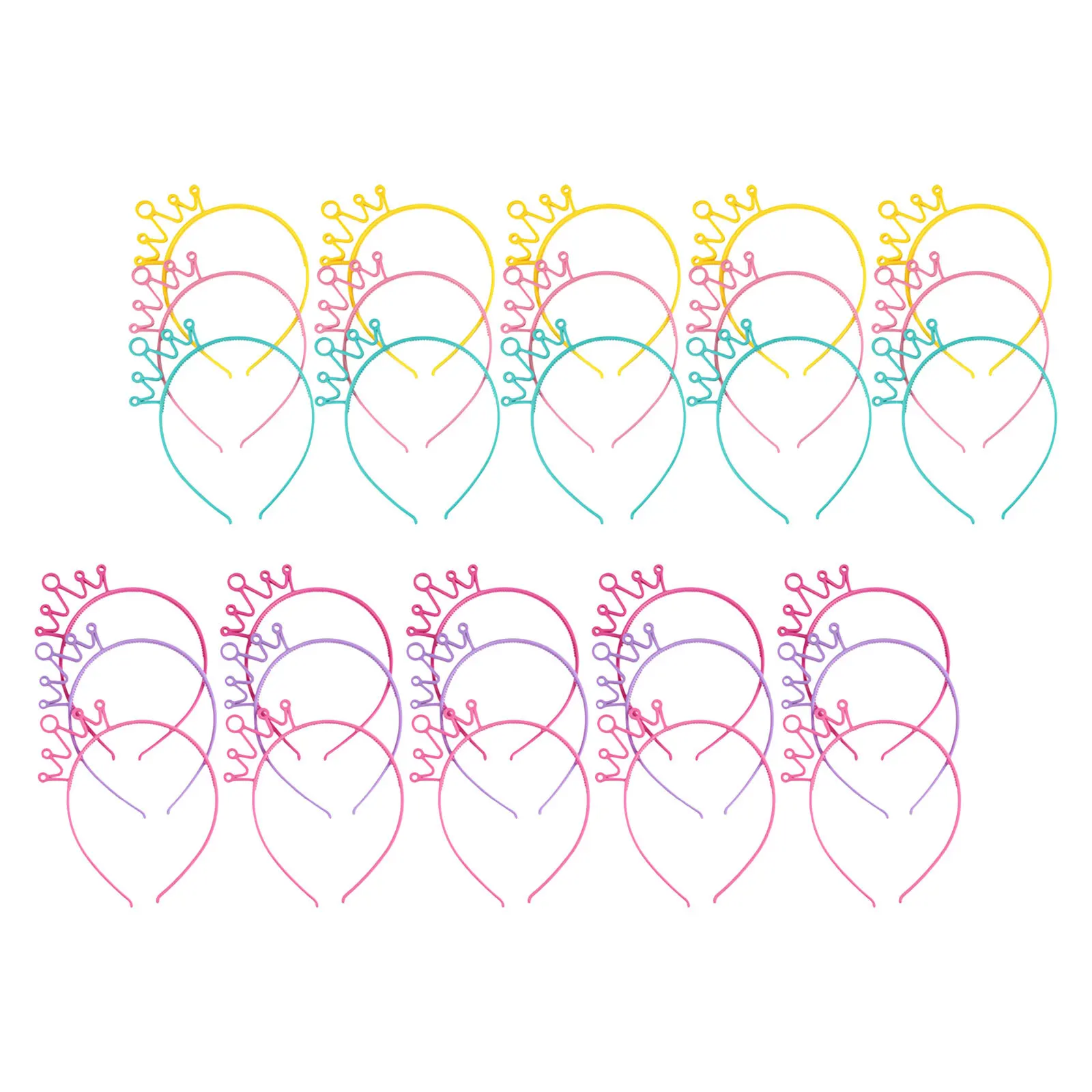 

30Pcs Colorful Princess Crown Headbands for Girls Plastic Tiaras Birthday Party Accessories Kids Crown Hair Bands Lightweight