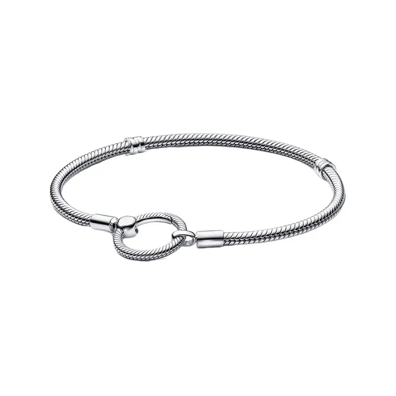 925 Sterling Silver Original Wrist Charm Bracelets For Women Fine Jewelry Iconic Snake Chain Spin O Closure Signature Ball Clasp