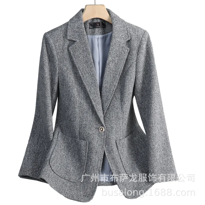 2025New بدلة على الموضة أنيقة المرأة عادية كم طويل سترة المهنية المرأة الرسمية سترة واحدة Workwear8622