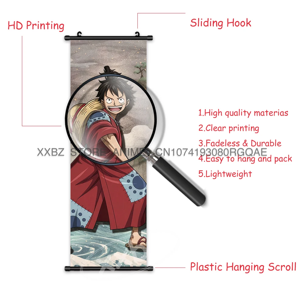 ONE PIECE Scrolls Picture Anime Home Decor Roronoa Zoro Wall Art Vinsmoke Sanji Hanging Painting Monkey D. Luffy Canvas Poster