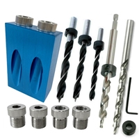 Woodworking Pocket Hole Jig Kit 6/8/10mm Angle Drill Guide Set Hole Puncher Locator Jig Drill Bit Set for DIY Carpentry Tools