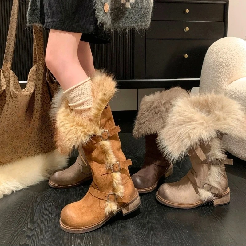 

Women's Fashion Thick Velvet Thermal Snow Boots 2025 Winter New High-rise Versatile Non-slip Cotton Shoes