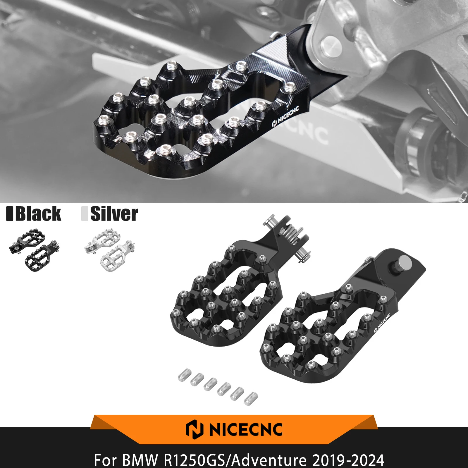 

For BMW R1250GS Adventure 2019-2024 R1250GS 19-2023 NICECNC Wide Offset Footpegs Footrests For BMW R1200GS /Adventure 2013-2018