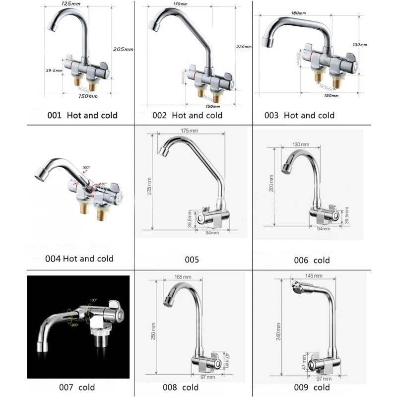 RV Folding 360 Rotation Faucet Kitchen Aerator Cold & Hot Water Tap For Bathroom Deck Caravan RV Boat Mounted 1Pcs 002