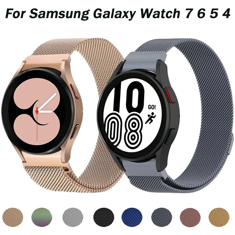 Milanese Loop Armband für Samsung Galaxy Watch 7/6/5/4 44mm 40mm 5 Pro Magnetisches Metall-Armband für Galaxy Watch 4-6 Classic Band