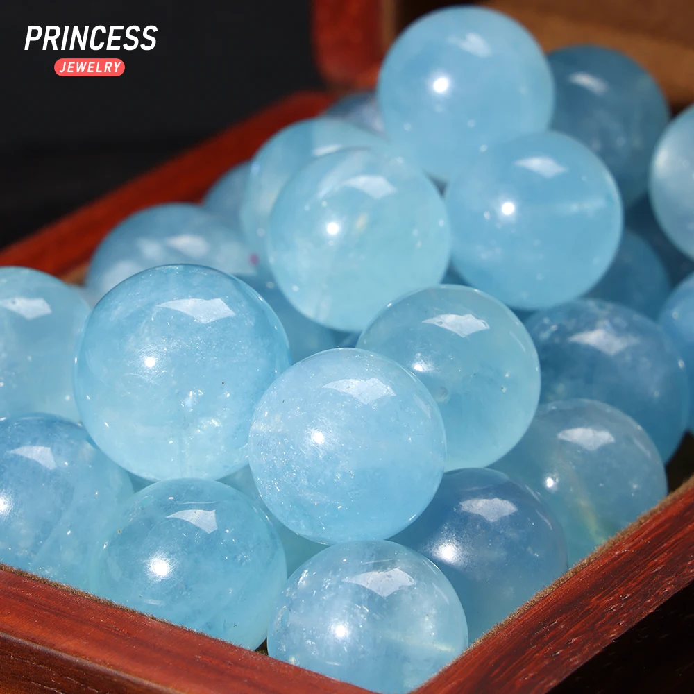 A++ Natural Blue Aquamarine Beads 16mm 18mm Loose Gemstone Beads for Jewelry Making Pendant Wholesale Beads DIY Accessories