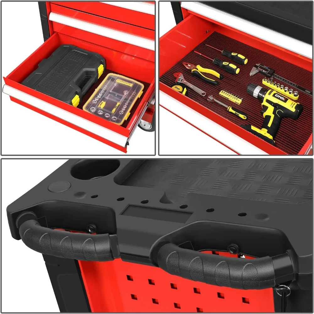 30.5 "L x 18" W x 38 "H 5 서랍 잠금 슬라이드 도구 가슴 롤링 도구 카트 캐비닛 (도구-00001) 키 포함