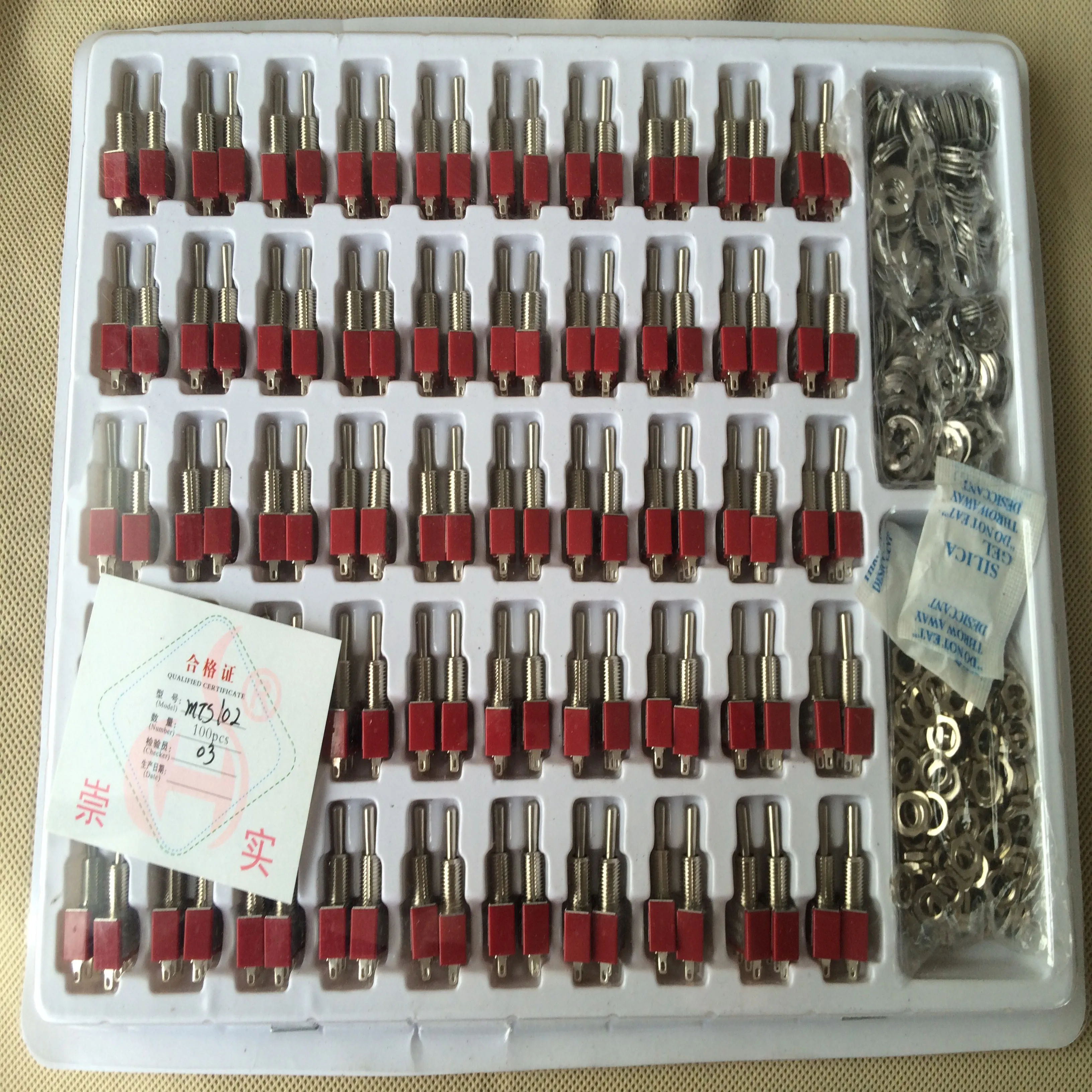 5Pcs Toggle Switch Red Silver Point Latching 3 Pin ON-ON 2 Position 3A250V SPDT CQC UL ROHS New Push Button Switch