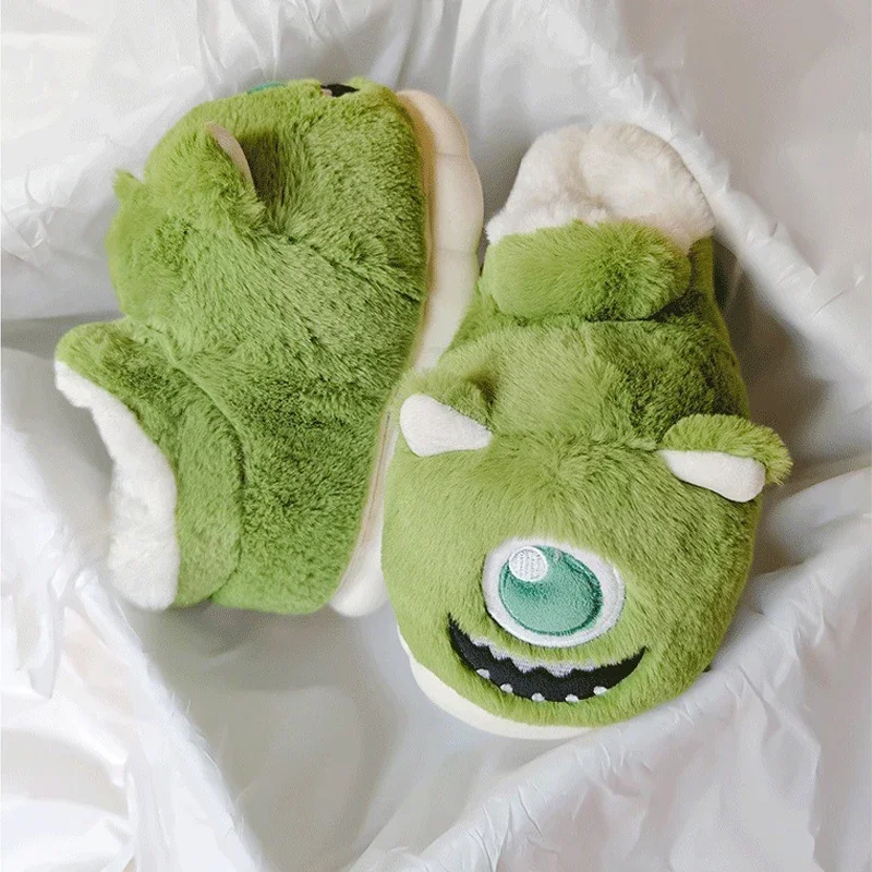 Cartoon Monster Mike Slippers for Women Men Winter Warm Fluffy Slippers Women's PVC Anti-slip Home Slippers Funny Shoes Boots