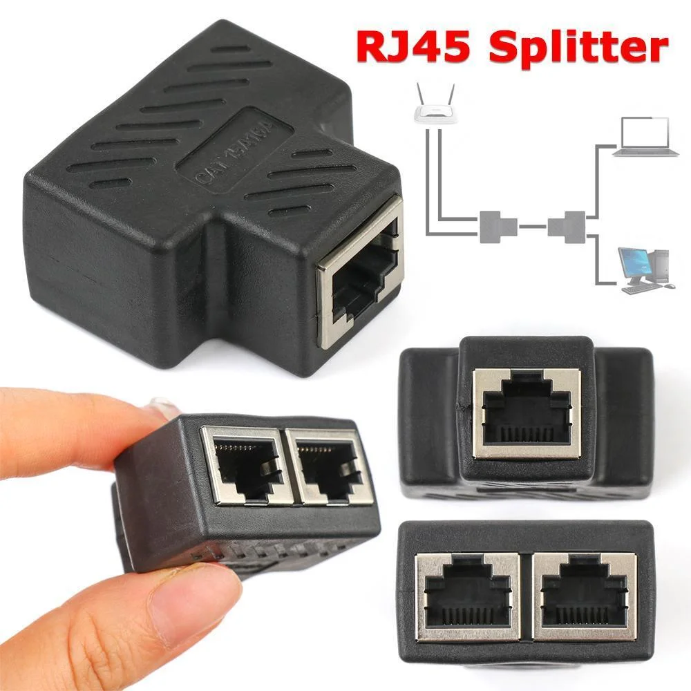 8P8C adapter connector network RJ45 distributor Ethernet 1-on-2 expander plug(Suggest using two together)