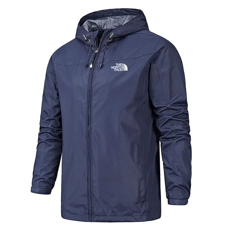 New high-quality men's casual hooded jacket for autumn and winter, fashionable outdoor hiking windproof zipper men's trench coat 3