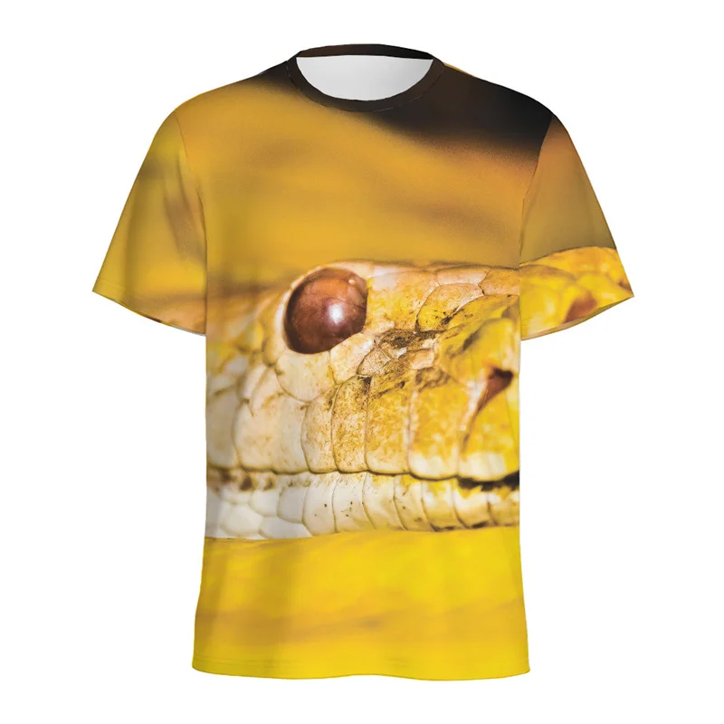 Colorful Snake 3D Printed T-shirt For Men Women Personality Animal Pattern O-Neck Tees Streetwear Short Sleeves T Shirts Tops