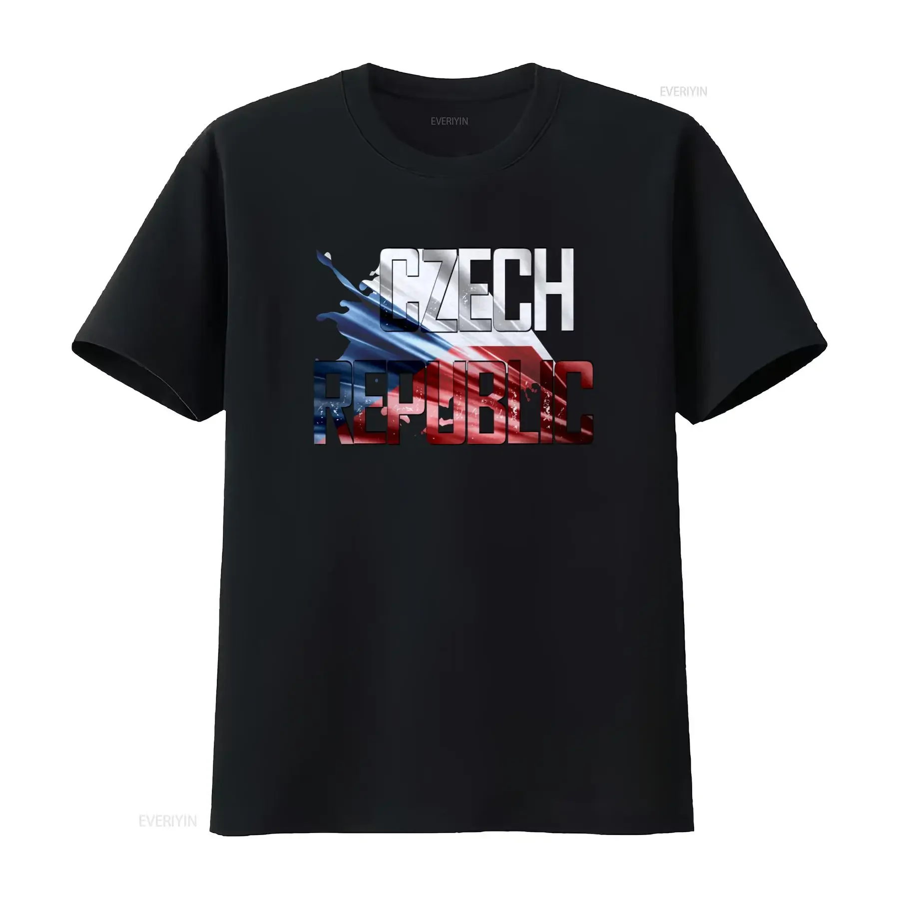 Czech Republic Flag T Shirt Country Printing For Men And Women vintage Washed Versatile Soft homme fashion Comfortable Casual