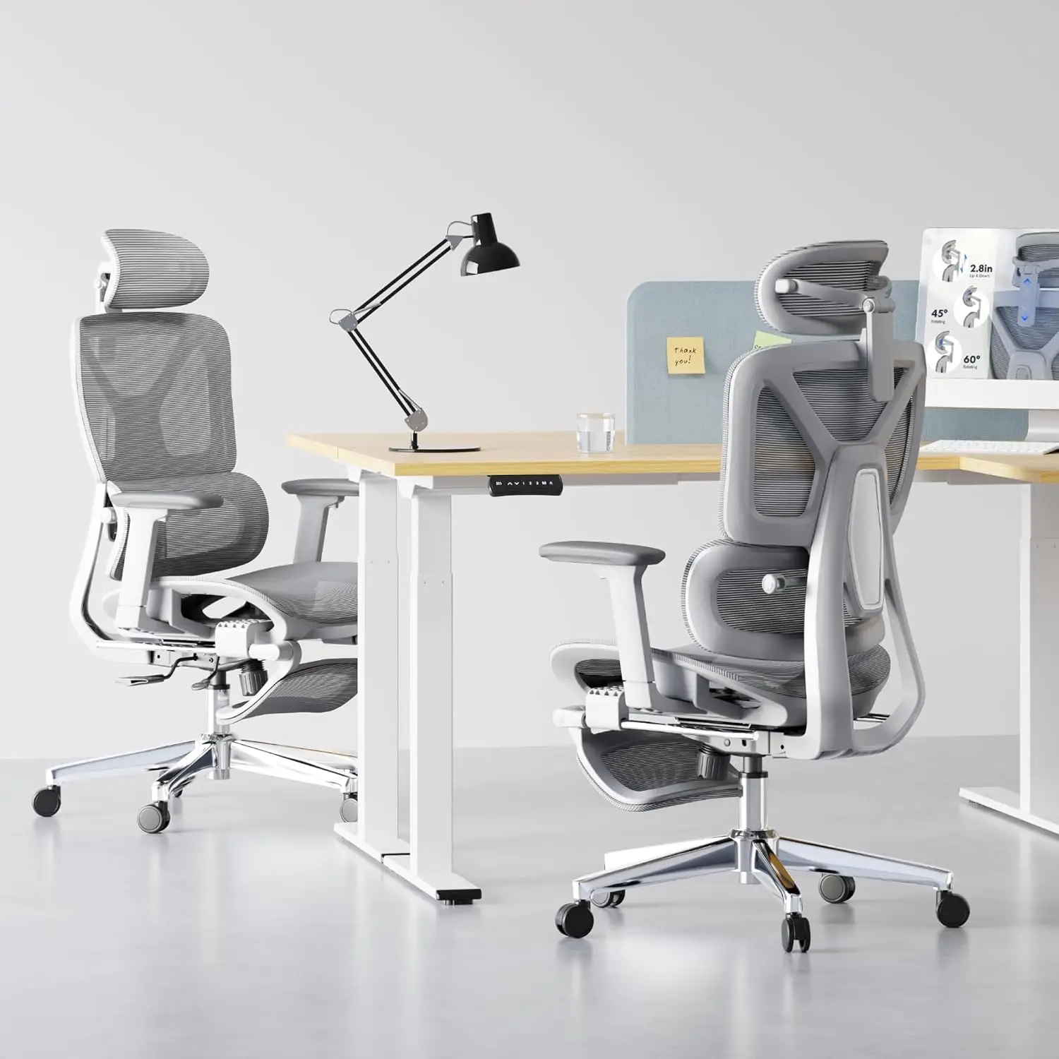 Office Chair with Footrest- Adjustable 3D Armrests, Dynamic Lumbar Support, Recline & Tilt Fun
