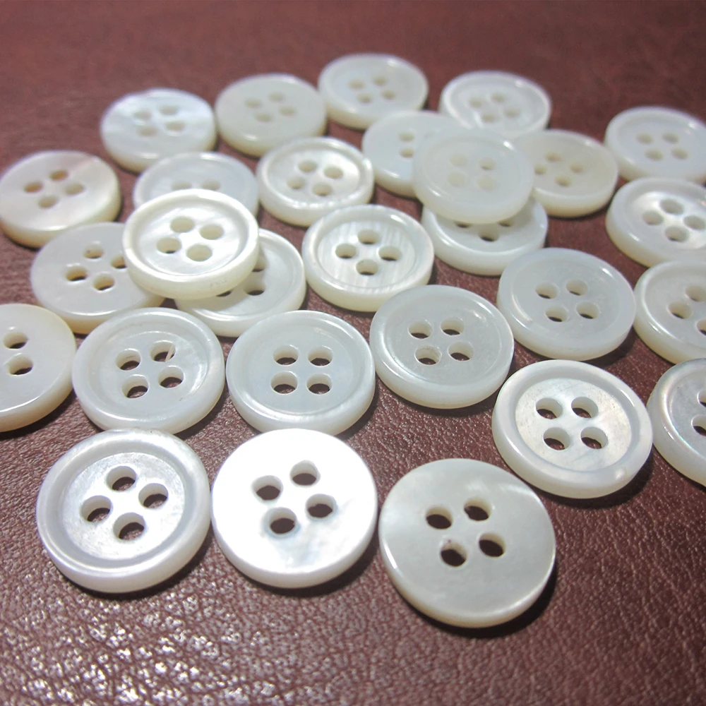 

Niucky 9mm-11mm 4 Holes Natural Freshwater River Shell Buttons for Shirt Small Round Thin Edge Sewing Supplies S0201-009
