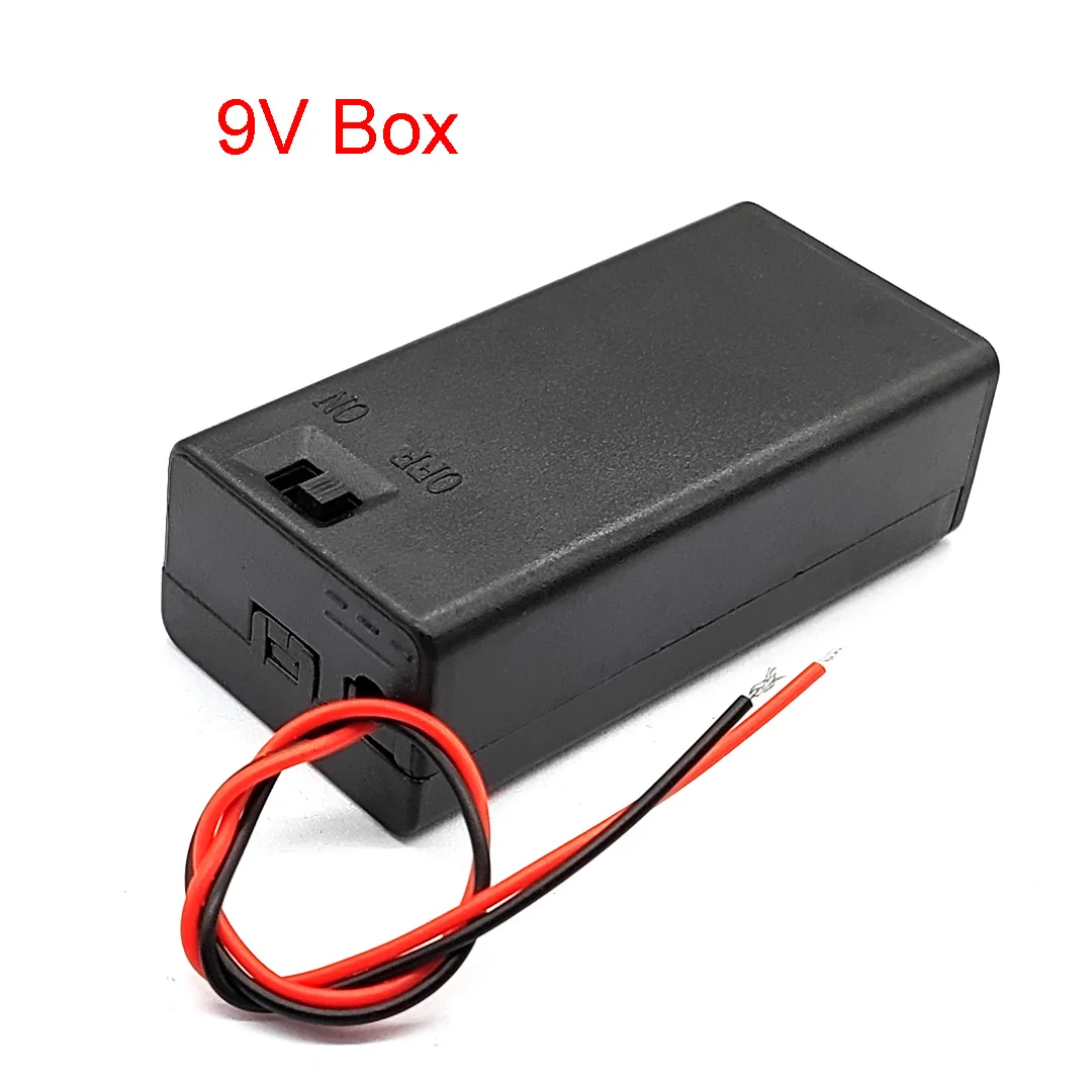 9V Battery Holder 9V Battery Box With Cover And ON/OFF Switch With Cable And DC Head 9V Battery Case DIY