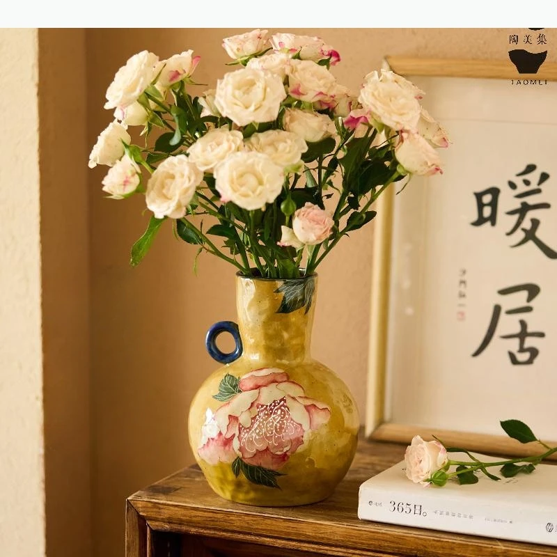 Single Ear Ceramic Vase Hydroponic Vases Flower Arrangement Decorative Vases Artistic Flower Vessels Dried Flower Vase Crafts
