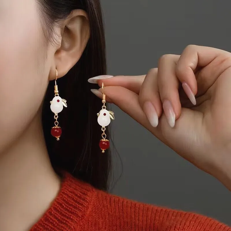 أنيمي مو داو زو شي لطيف أرنب الأذن مربط لان وانجي وي Wuxian تأثيري أقراط مجوهرات غراندماستر من زراعة الشيطاني #2