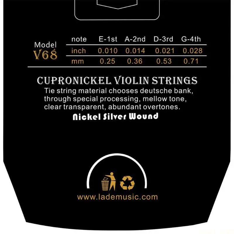 U2JB 4Pcs/Set Violin String E-A-D-G Fiddle String Replacement for 3/4 4/4 Violin Musical Instrument Parts Accessories