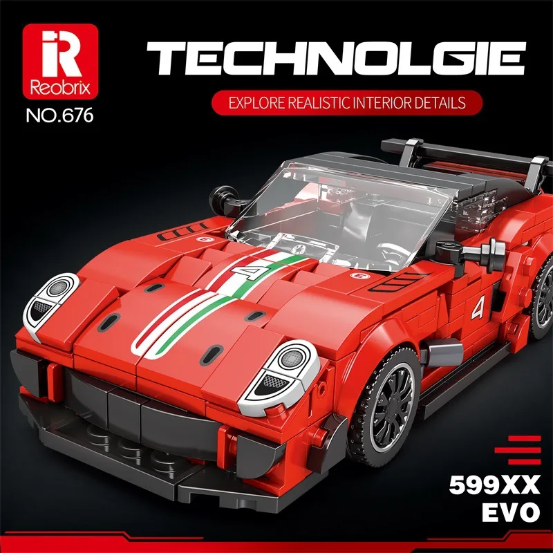 Reobrix672-690 Supercar building blocks Decorative model children's jigsaw puzzle piece small particle racing toy creative gift